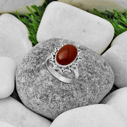 Natural Red Moss Agate Ring size-8 R-1189 SDR174687