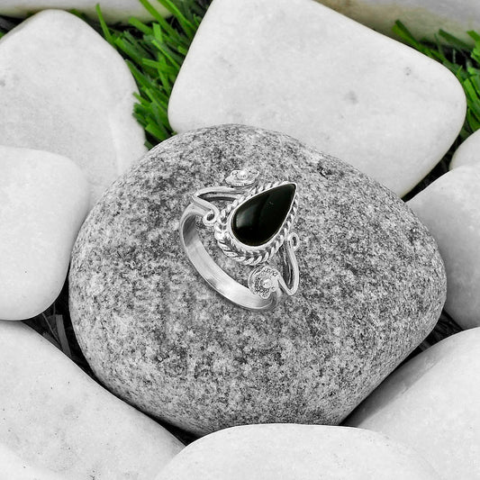 Natural Tektite Cab - Greek Ring size-7 R-1345 SDR174740