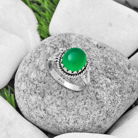 Natural Green Onyx Ring size-8.5 R-1474 SDR174825