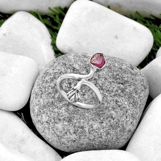 Natural Pink Tourmaline Rough Ring size-7.5 R-1482 SDR175074