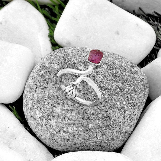 Natural Pink Tourmaline Rough Ring size-7 R-1482 SDR175087