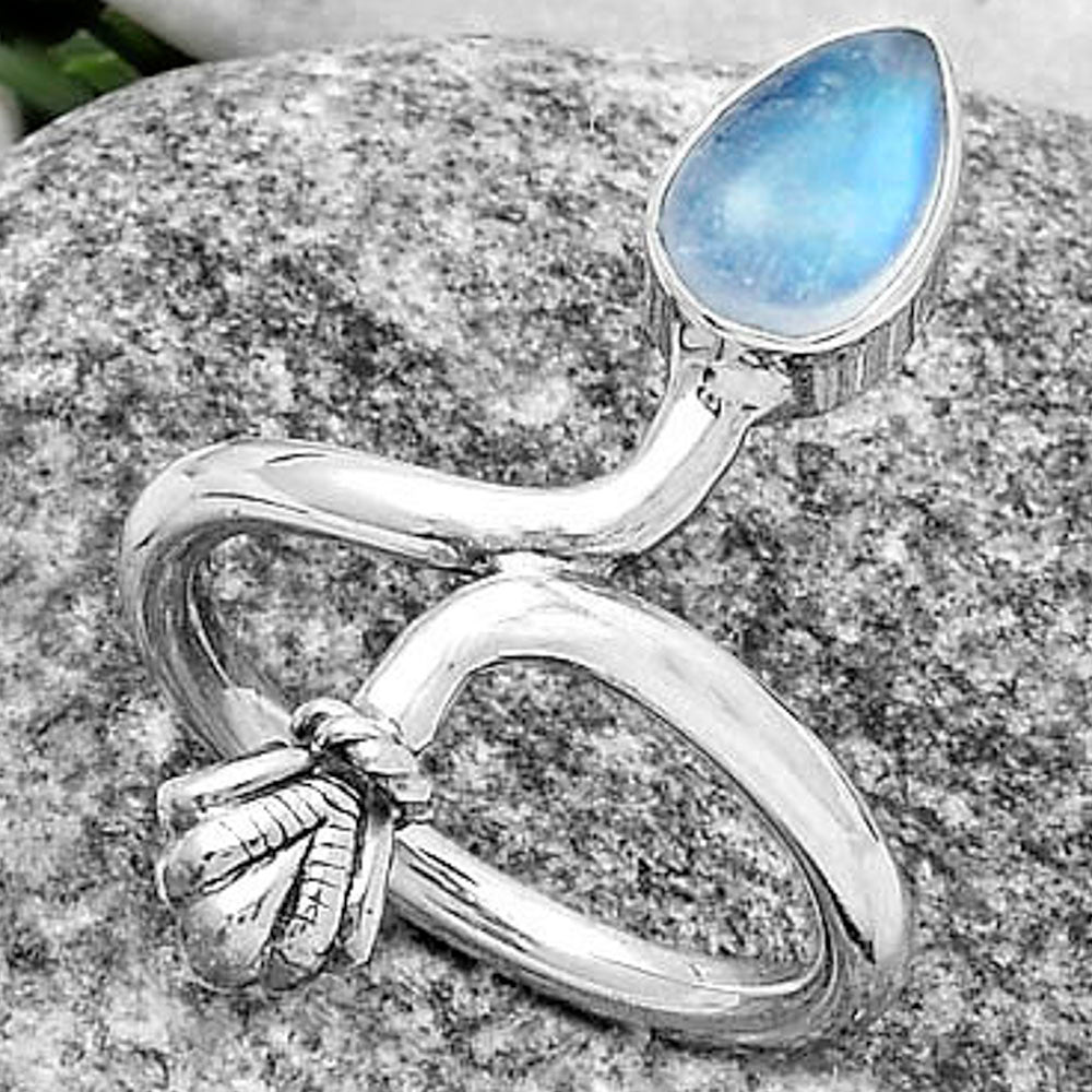 Natural Rainbow Moonstone - India Ring size-7.5 R-1482 SDR175102