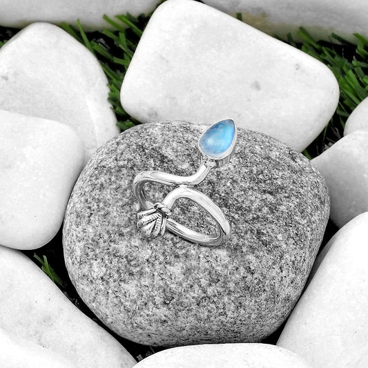 Natural Rainbow Moonstone - India Ring size-7.5 R-1482 SDR175102