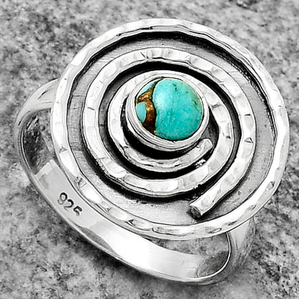Spiral - Natural Turquoise Magnesite Ring size-7 R-1361 SDR175280