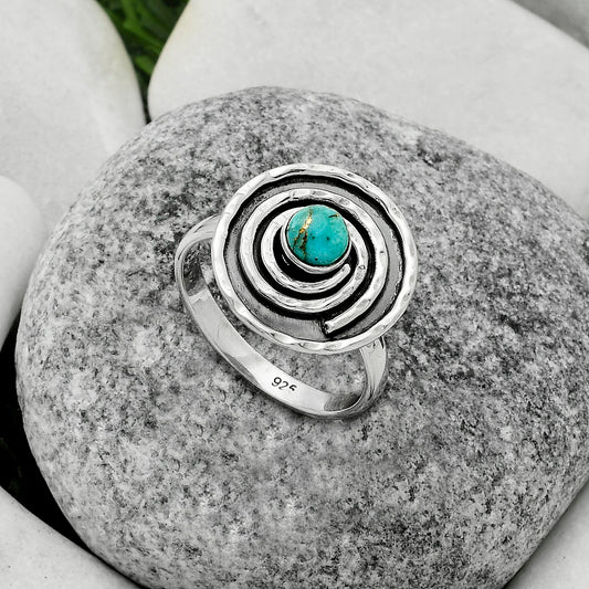 Spiral Natural Copper Blue Turquoise Ring size-9 R-1361 SDR175299