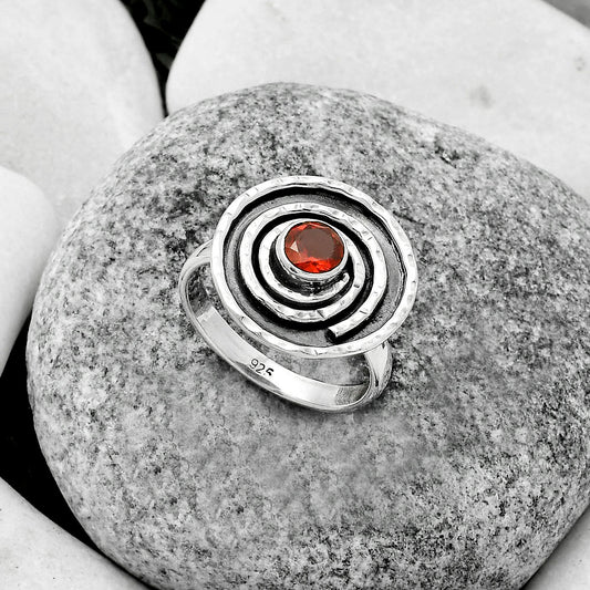 Spiral Hessonite Garnet Madagascar Ring size-7 R-1361 SDR175300