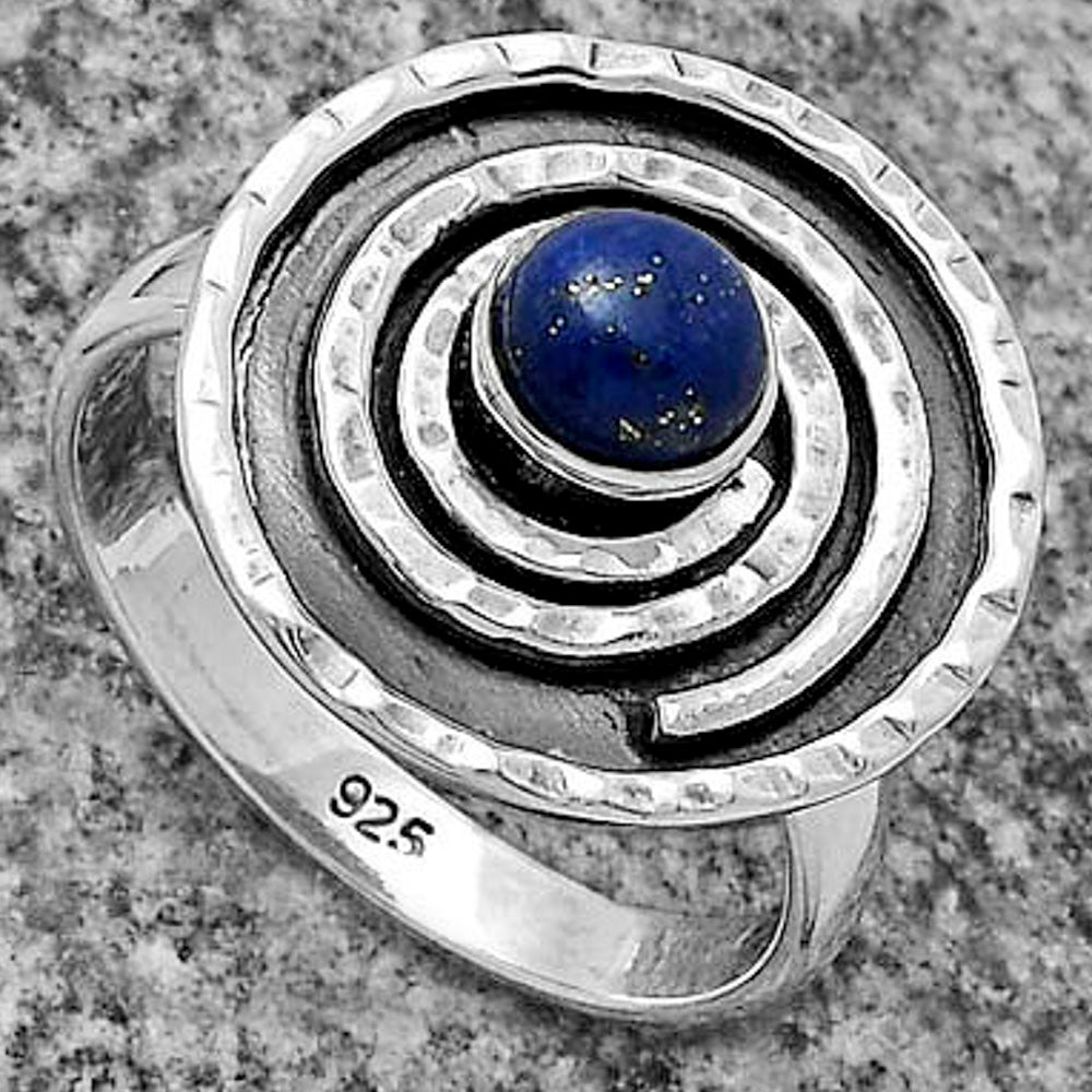 Spiral - Natural Lapis - Afghanistan Ring size-7 R-1361 SDR175307