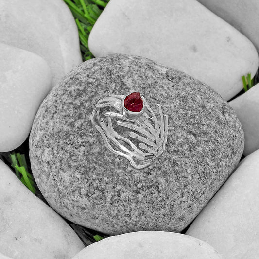 Natural Pink Tourmaline Rough Ring size-9 R-1401 SDR175438