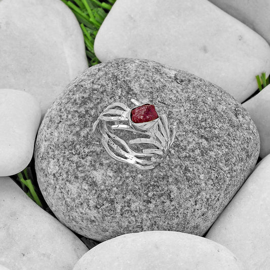 Natural Pink Tourmaline Rough Ring size-6.5 R-1401 SDR175443