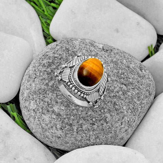 Southwest Style Tiger Eye Africa Ring size-7.5 R-1507 SDR175497