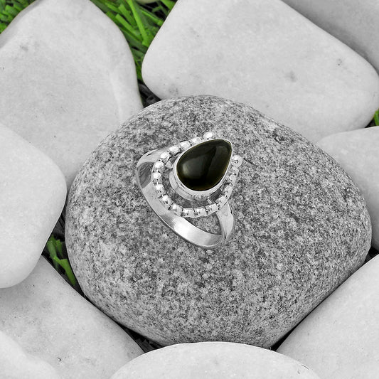 Natural Tektite Cab - Greek Ring size-9 R-1518 SDR175522