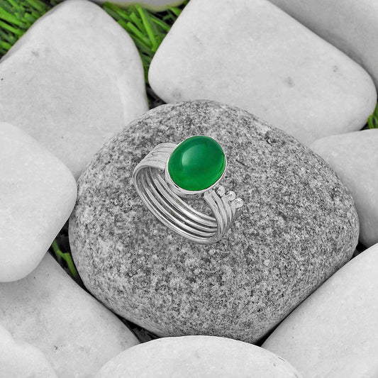 Natural Green Onyx Ring size-8.5 R-1492 SDR175548