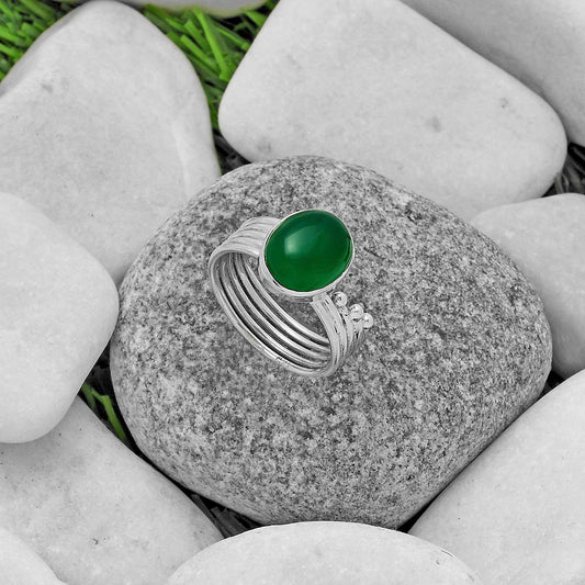 Natural Green Onyx Ring size-8.5 R-1492 SDR175556