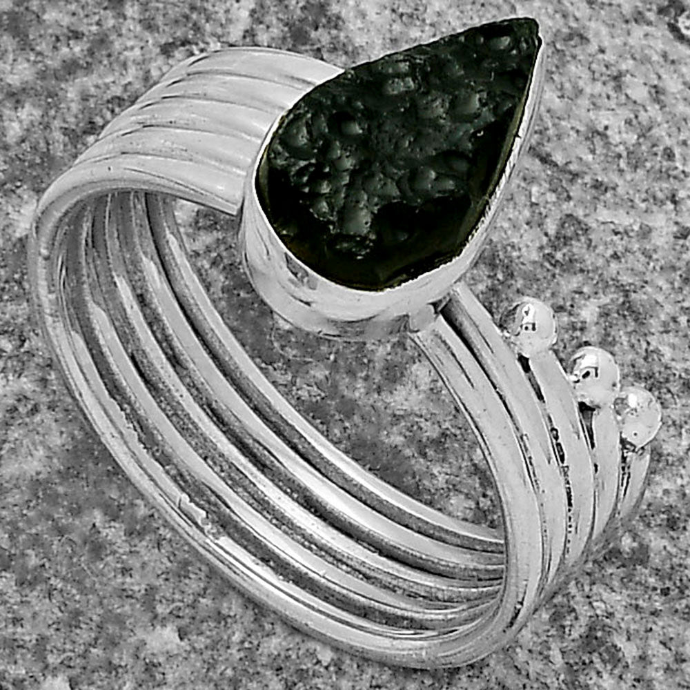 Natural Tektite Rough - Greek Ring size-9 R-1492 SDR175559