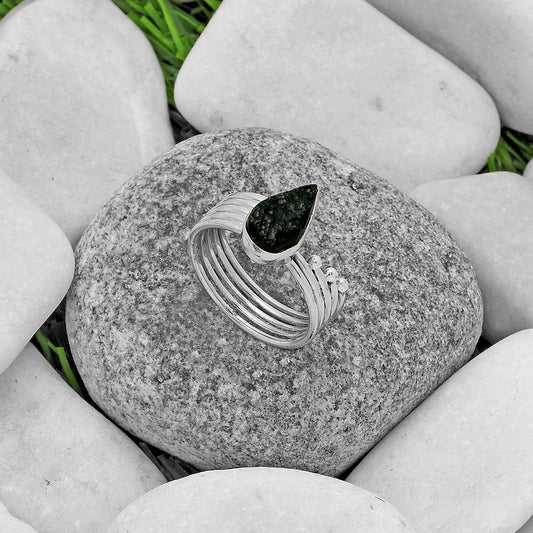 Natural Tektite Rough - Greek Ring size-9 R-1492 SDR175559