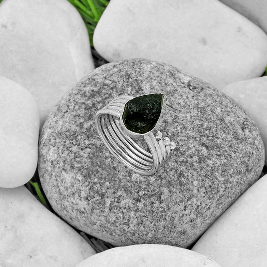 Natural Tektite Rough - Greek Ring size-7 R-1492 SDR175571