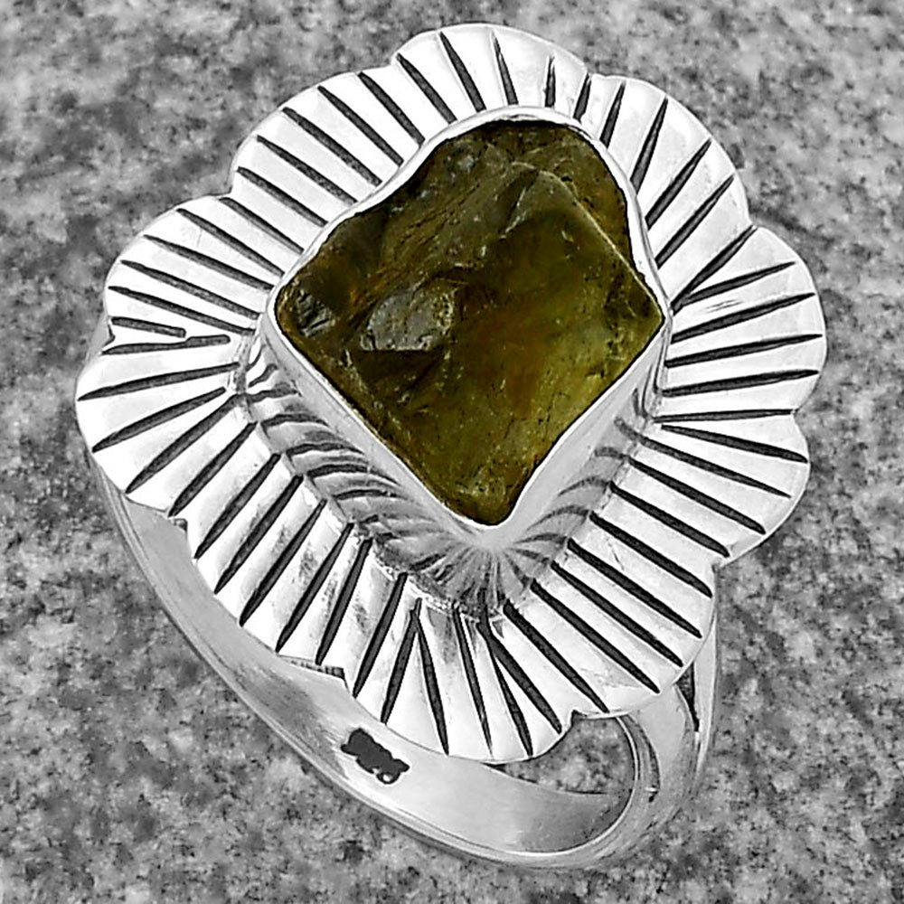 Natural Rare Kornerupine Rough Ring size-8.5 R-1086 SDR175594