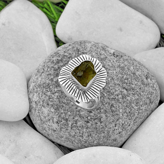 Natural Rare Kornerupine Rough Ring size-8.5 R-1086 SDR175594