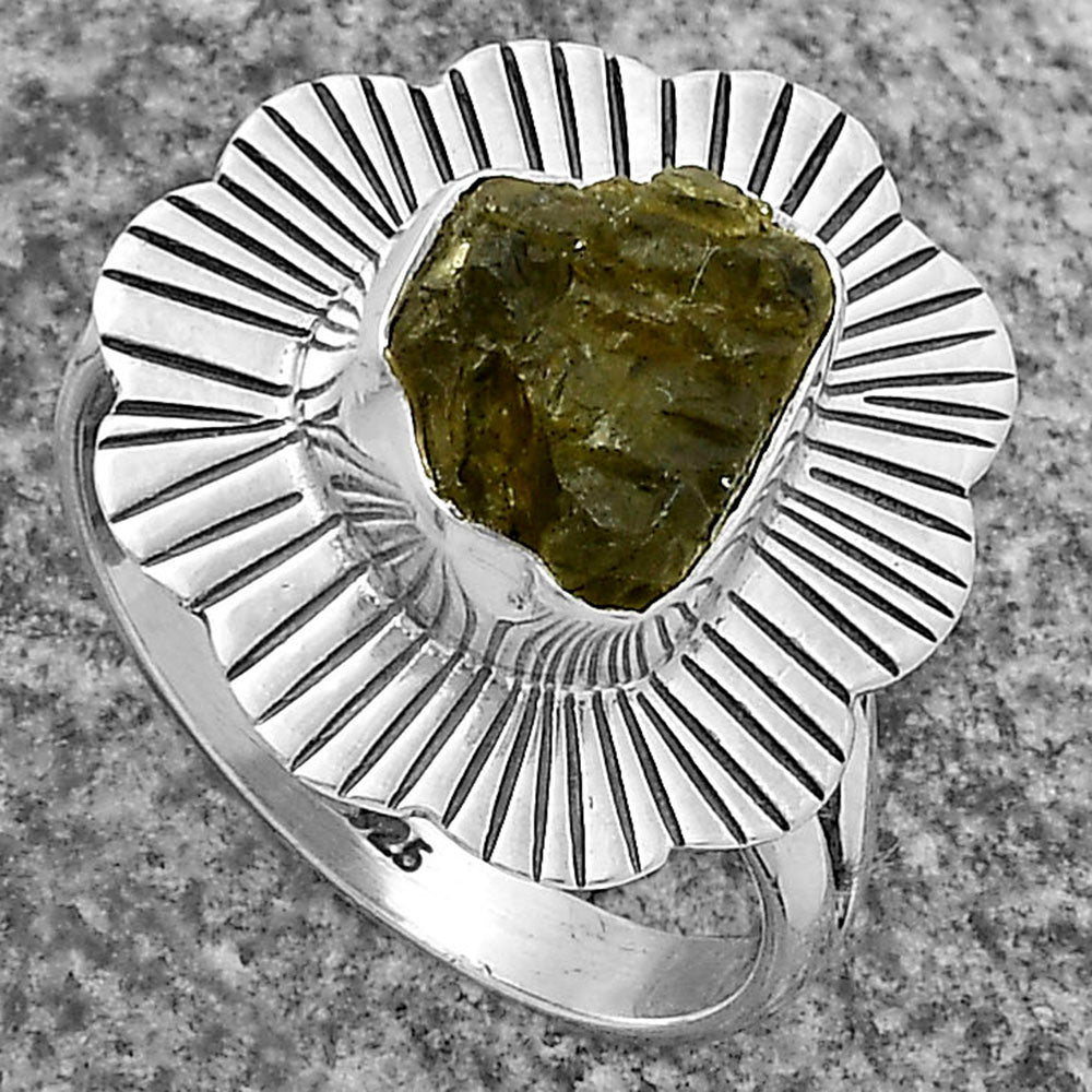 Natural Rare Kornerupine Rough Ring size-8.5 R-1086 SDR175610