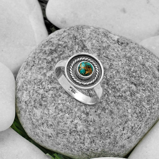 Copper Blue Turquoise - Arizona Ring size-7.5 R-1439 SDR175686