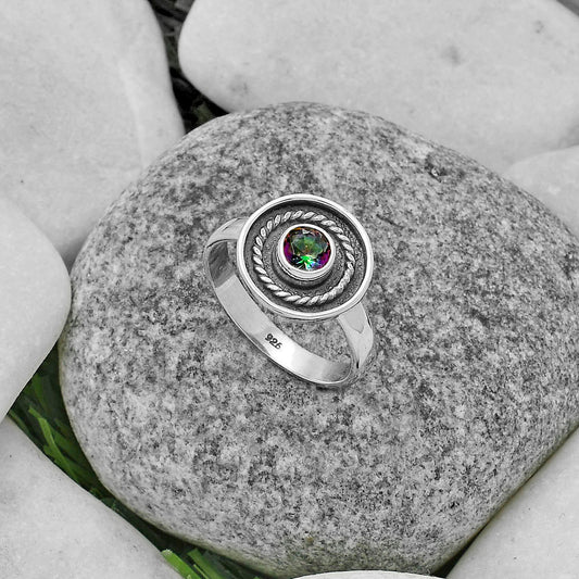 Natural Mystic Topaz Ring size-7.5 R-1439 SDR175709