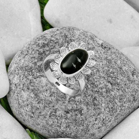 Natural Snow Flake Obsidian Ring size-7.5 R-1241 SDR175779