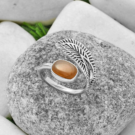 Natural Peach Moonstone Ring size-7 R-1116 SDR175791