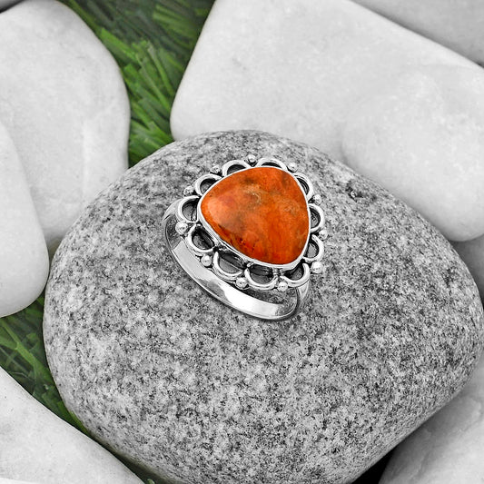 Natural Red Sponge Coral Ring size-8.5 R-1092 SDR176172