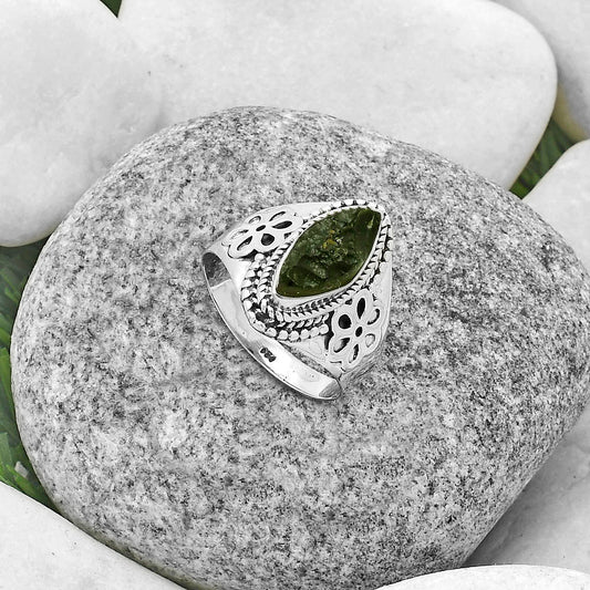 Natural Tektite Rough - Greek Ring size-7.5 R-1541 SDR176480