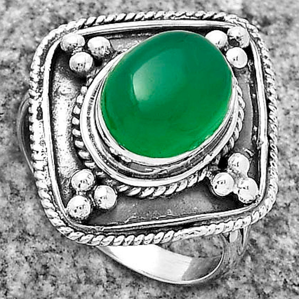 Natural Green Onyx Ring size-8.5 R-1258 SDR176597