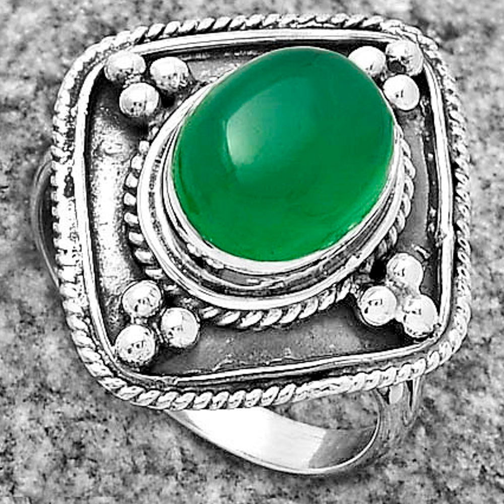 Natural Green Onyx Ring size-8 R-1258 SDR176598