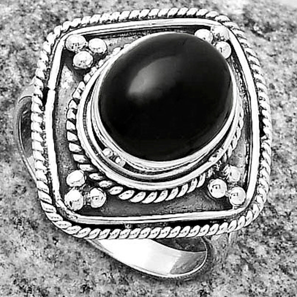 Natural Black Onyx - Brazil Ring size-7.5 R-1258 SDR176608
