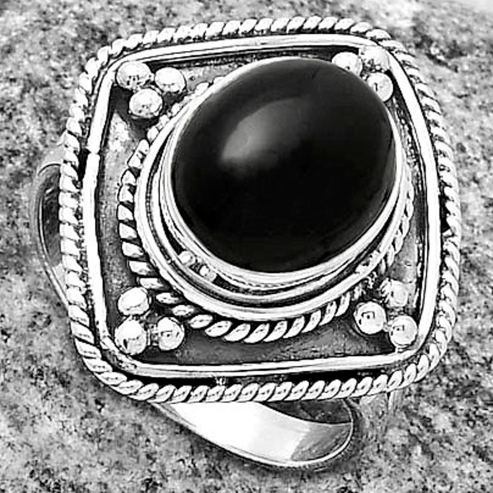 Natural Black Onyx - Brazil Ring size-7 R-1258 SDR176620