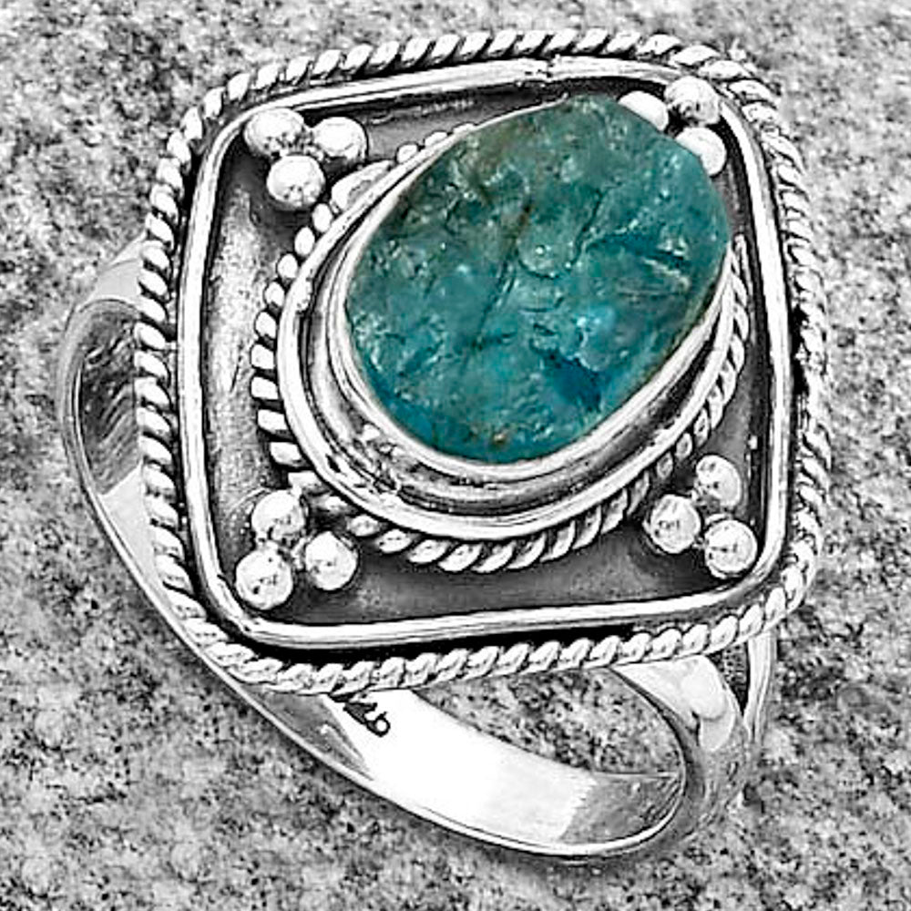 Neon Blue Apatite - Madagascar Ring size-8.5 R-1258 SDR176622
