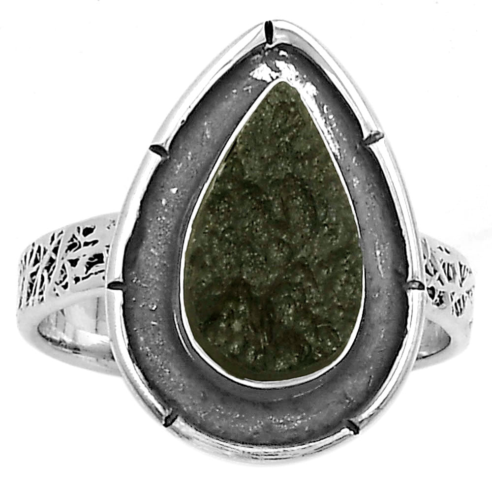Natural Tektite Rough - Greek Ring size-7.5 R-1688 SDR176700