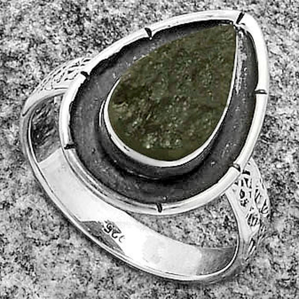 Natural Tektite Rough - Greek Ring size-7.5 R-1688 SDR176700