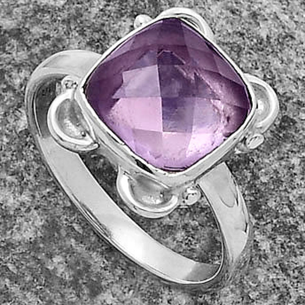 Faceted Rose De France Amethyst Ring size-7.5 R-1103 SDR177052