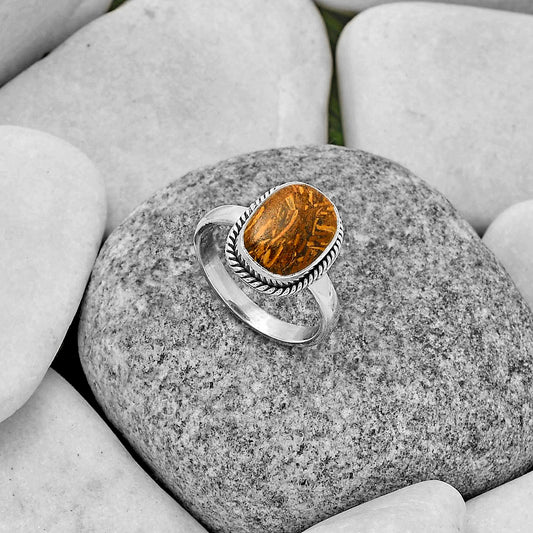 Natural Coquina Fossil Jasper India Ring size-7 R-1009 SDR177451