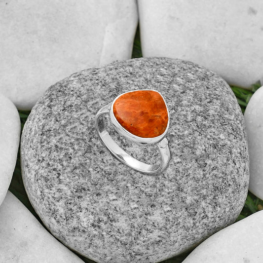 Natural Red Sponge Coral Ring size-7 R-1001 SDR177782