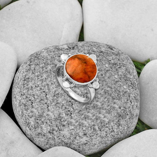 Natural Red Sponge Coral Ring size-7 R-1119 SDR177824