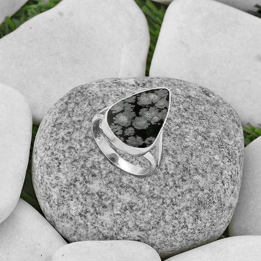 Natural Snow Flake Obsidian Ring size-7 R-1002 SDR178254