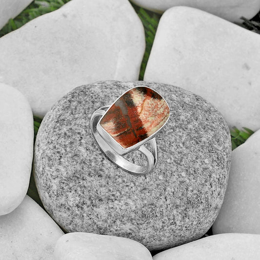 Natural Snake Skin Jasper Ring size-8.5 R-1002 SDR178275