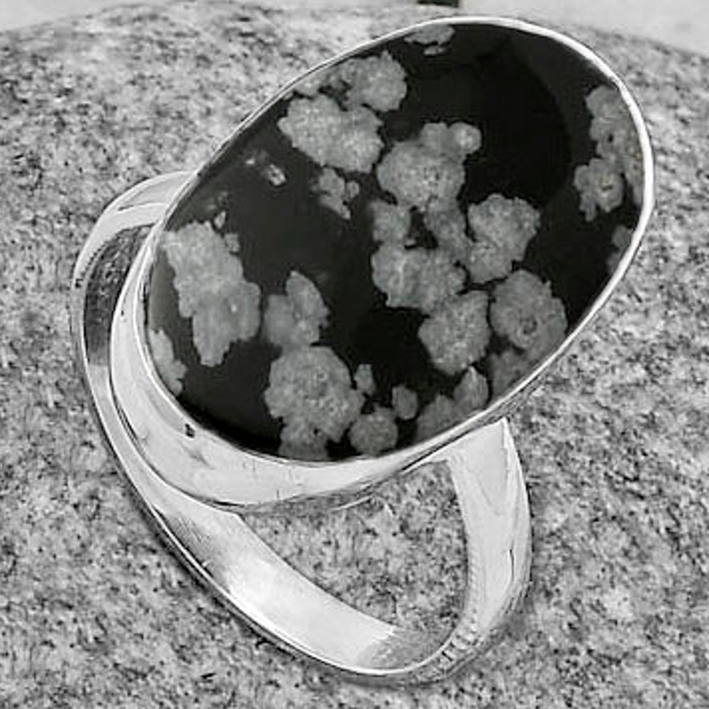 Natural Snow Flake Obsidian Ring size-8.5 R-1001 SDR178286