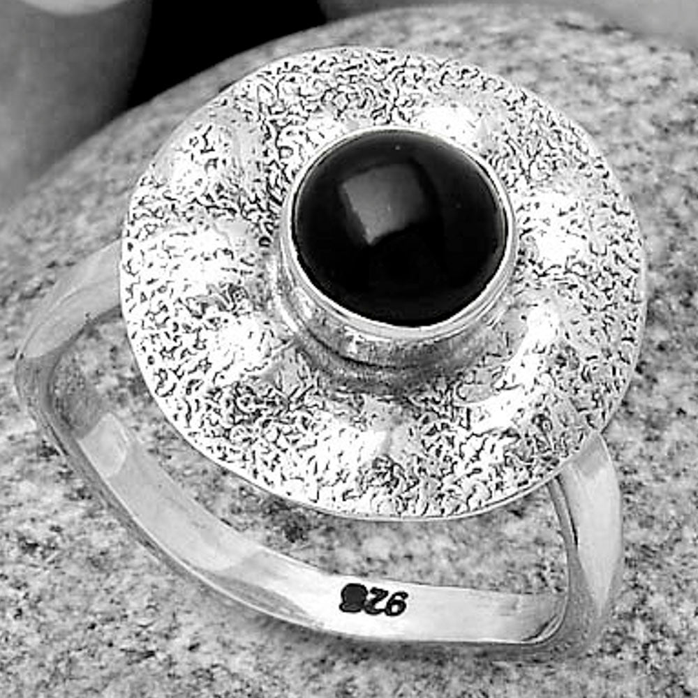 Natural Black Onyx - Brazil Ring size-7 R-1531 SDR179114