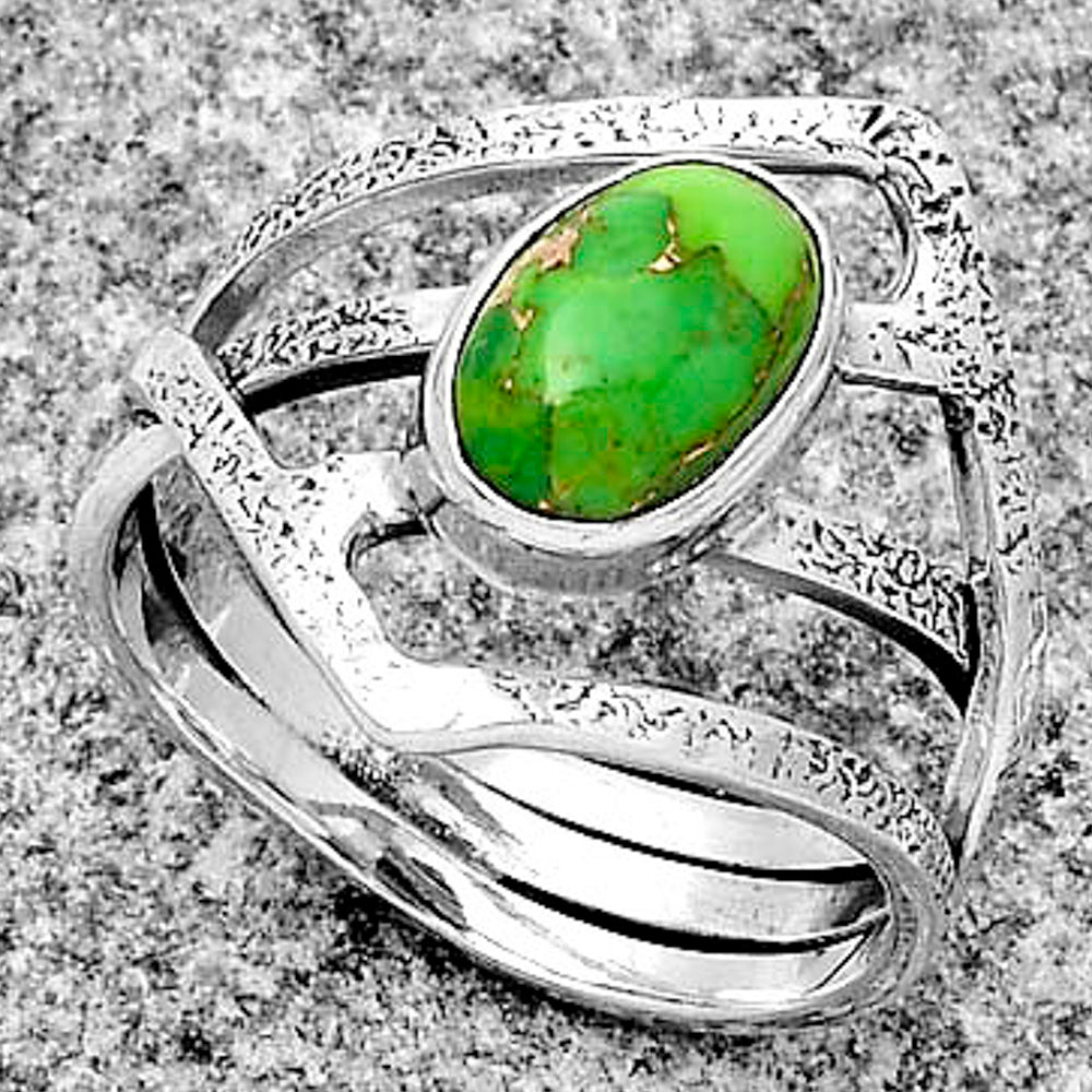 Copper Green Turquoise - Arizona Ring size-7.5 R-1471 SDR179286