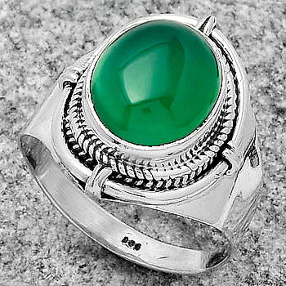 Natural Green Onyx Ring size-8.5 R-1539 SDR179352