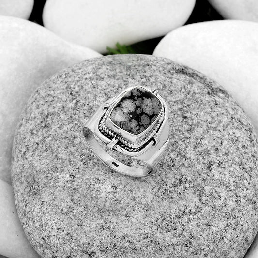 Natural Snow Flake Obsidian Ring size-7.5 R-1539 SDR179372