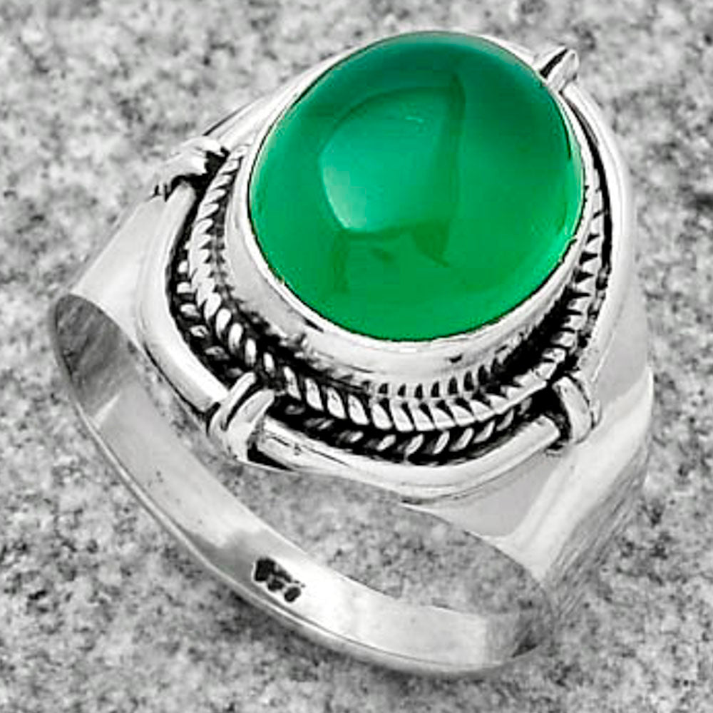 Natural Green Onyx Ring size-8 R-1539 SDR179375