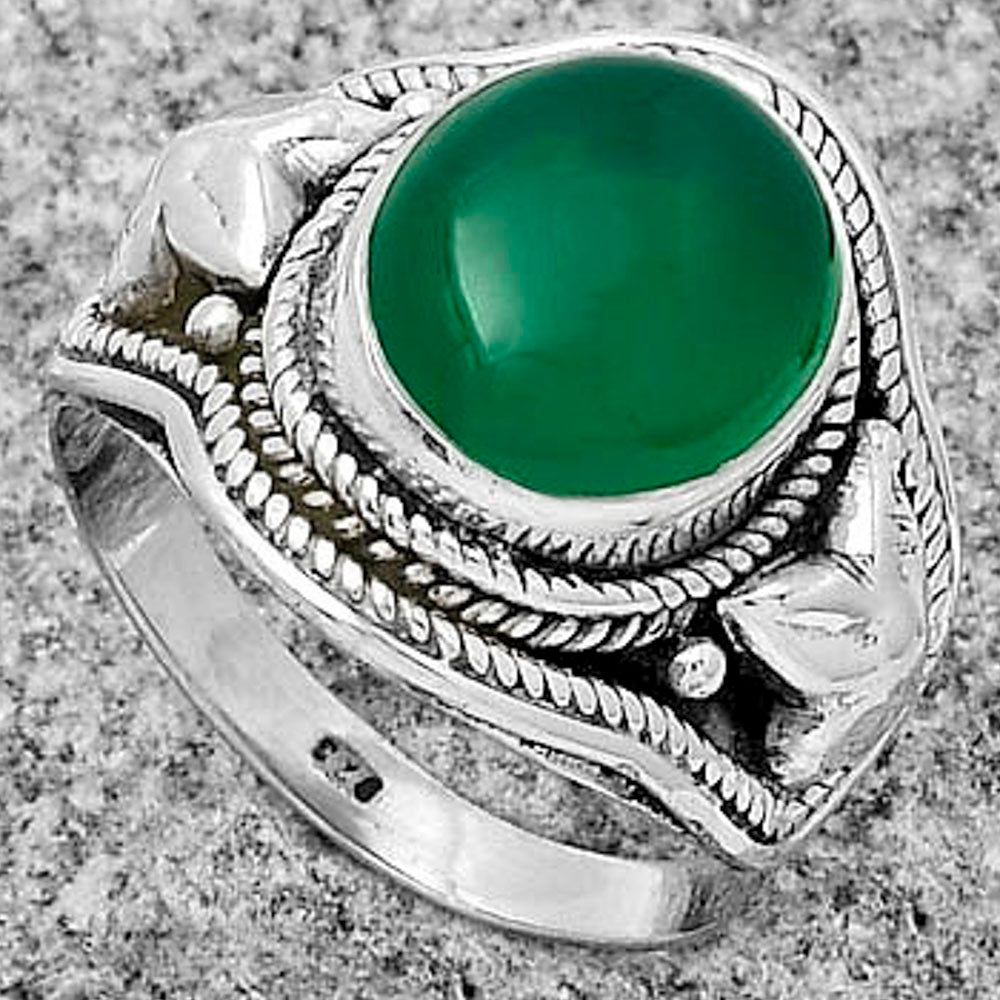 Natural Green Onyx Ring size-7.5 R-1312 SDR179448