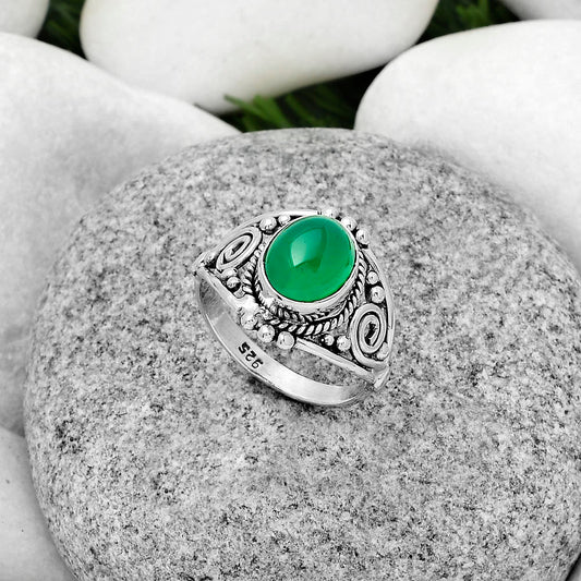 Natural Green Onyx Ring size-7.5 R-1270 SDR179601